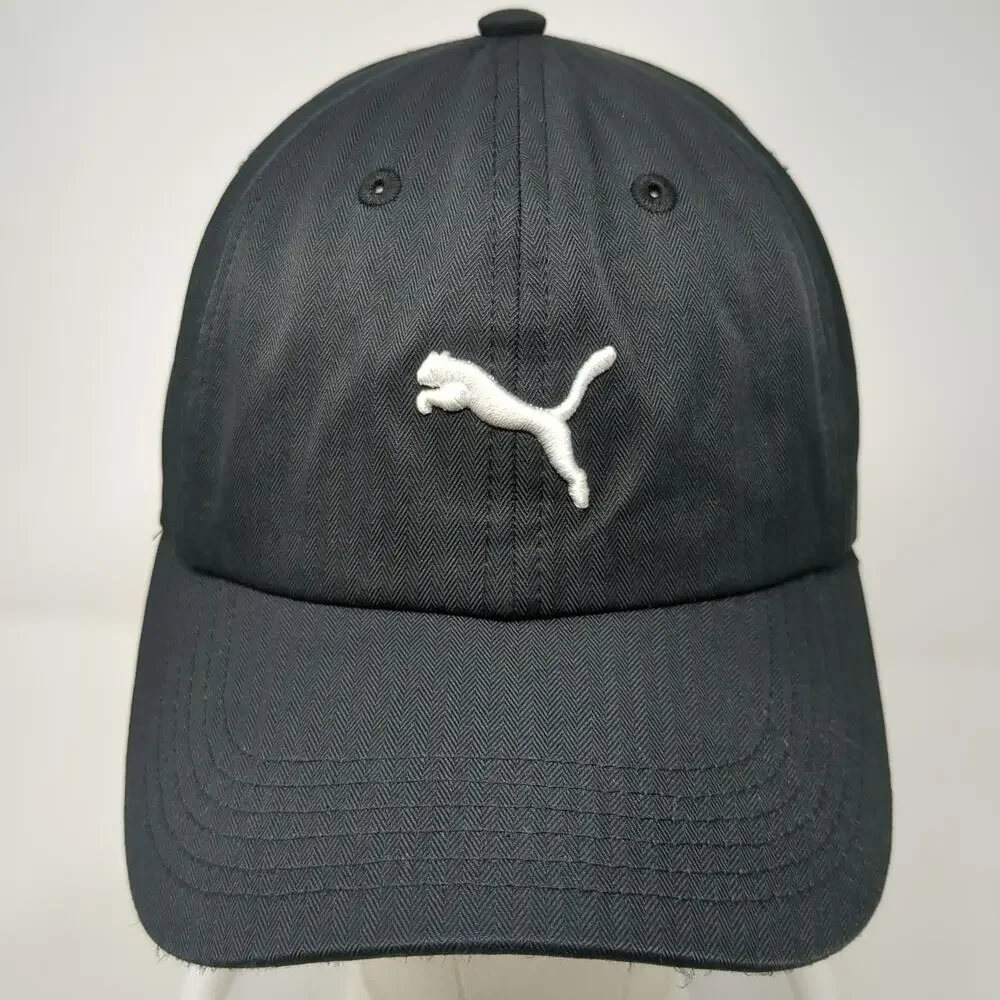 Puma Baseball Cap Black One Size Embroidered Cat Logo Slideback Polyester Hat